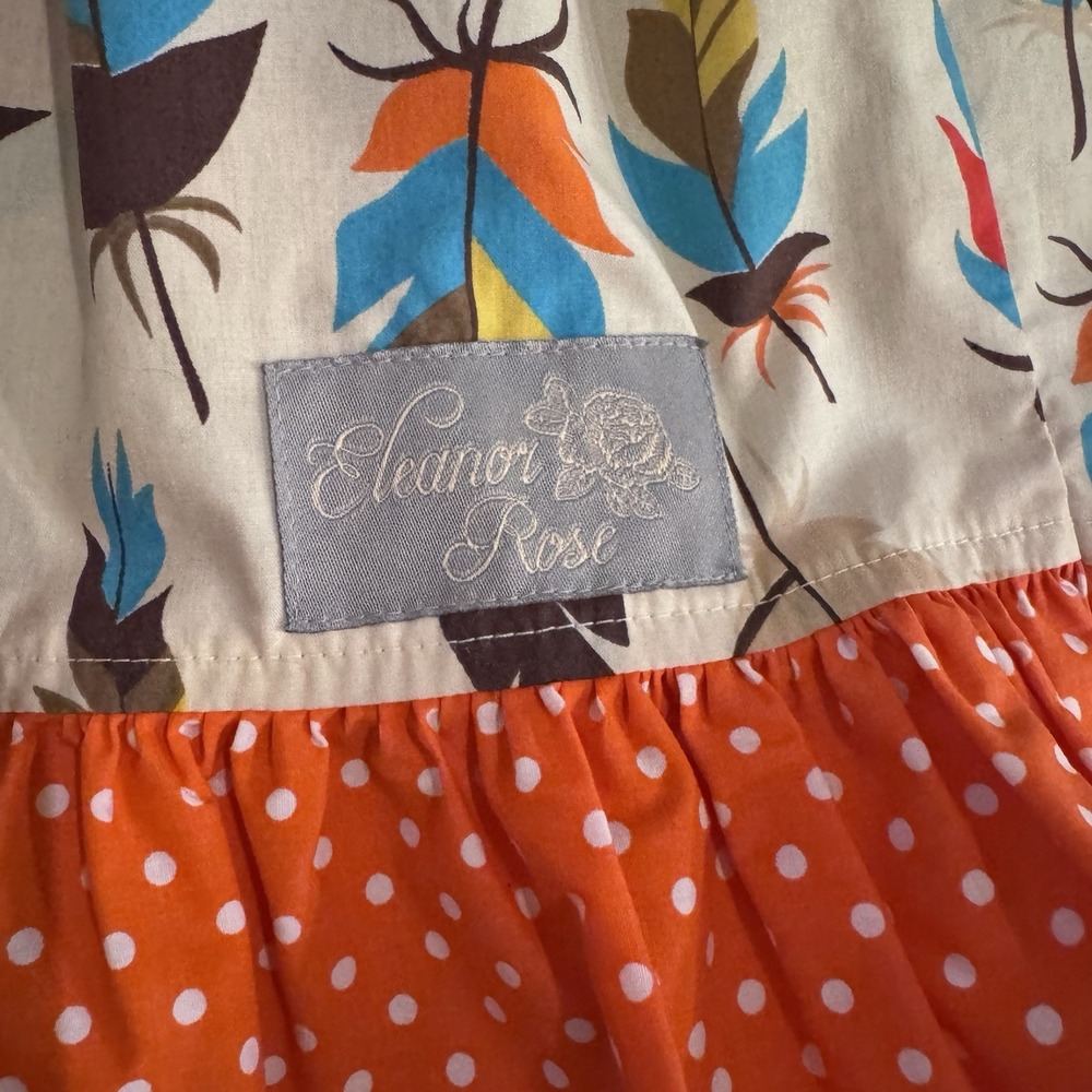 Eleanor Rose Thanksgiving Parade Dress Size 3-4 Toddler Feather Turquoise Orange - Picture 4 of 5